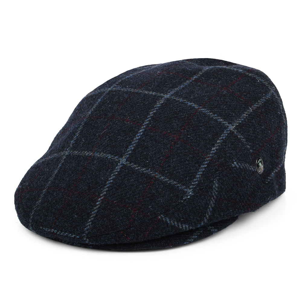 Gorra plana vieja de lana virgen a cuadros de City Sport - Azul Marino