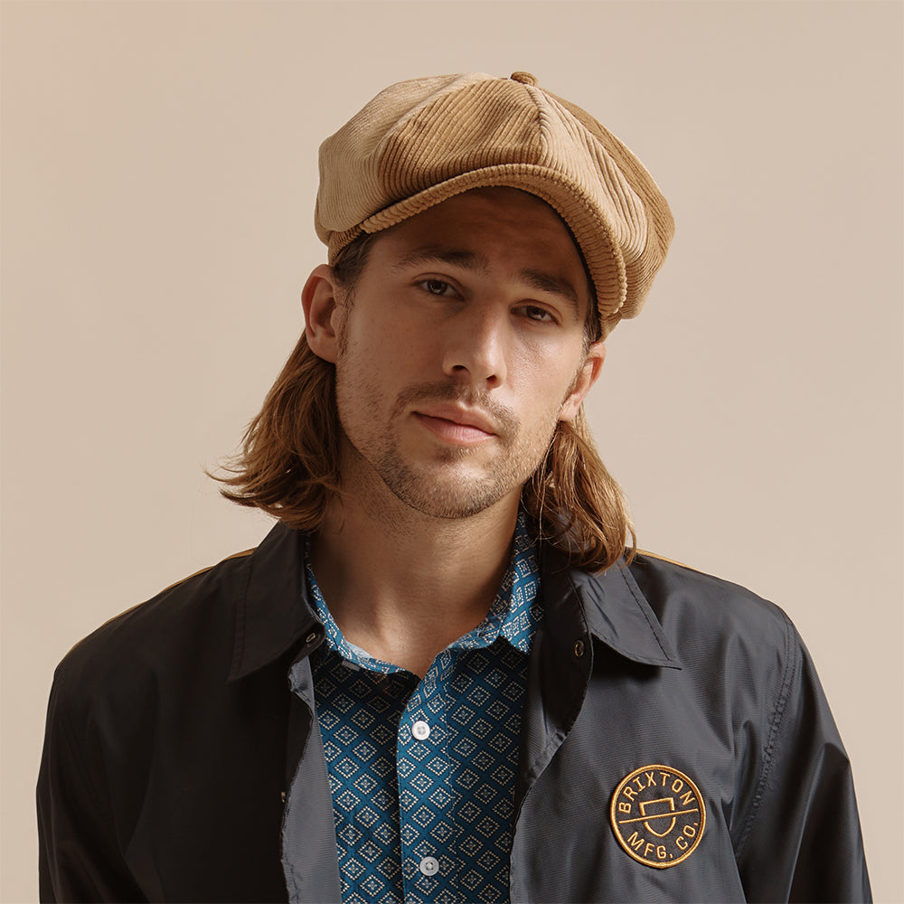 Gorra Newsboy Brood holgada de pana de Brixton - Bronce-Arena