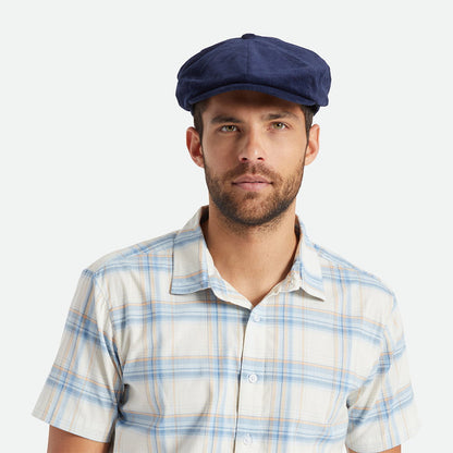 Gorra Newsboy Brood holgada de pana de Brixton - Azul Marino
