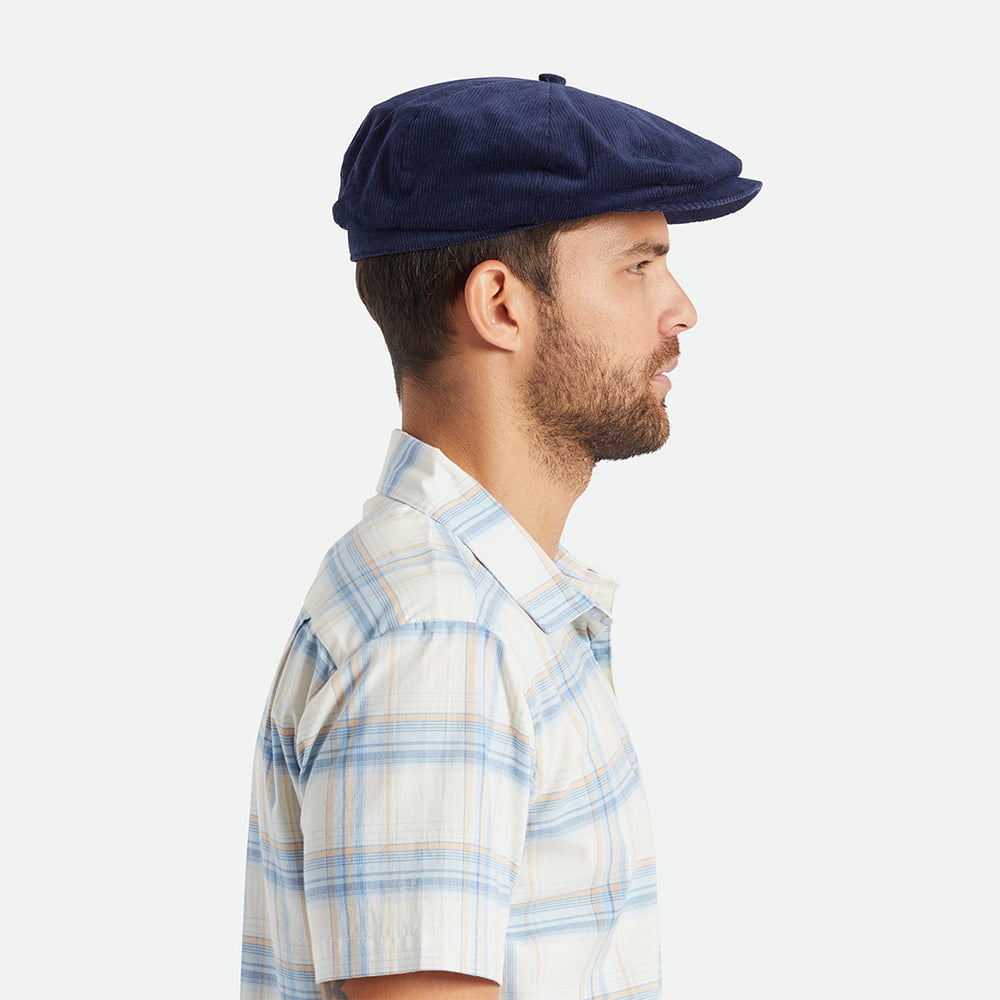 Gorra Newsboy Brood holgada de pana de Brixton - Azul Marino