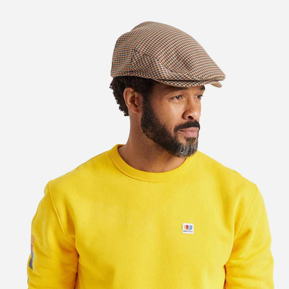 Gorra plana Hooligan pata de gallo de Brixton - Arena-Azul Marino