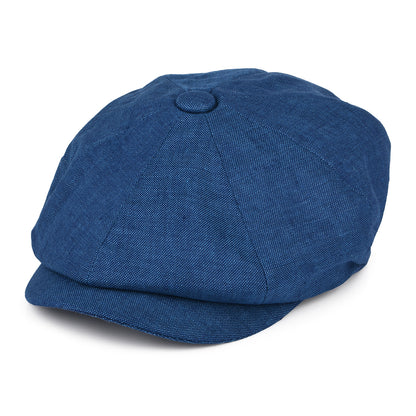 Gorra Newsboy Alfie de lino de Failsworth - Azul