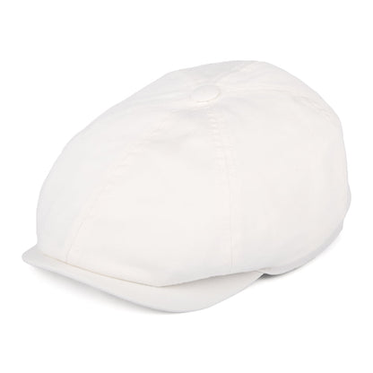 Gorra Newsboy de sarga de algodón de Stetson - Blanco