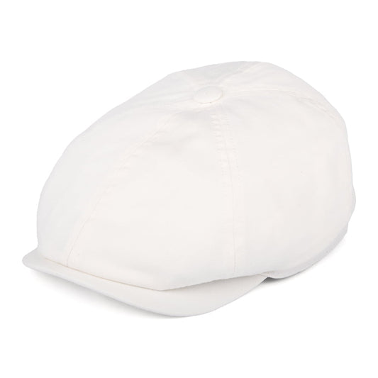 Gorra Newsboy de sarga de algodón de Stetson - Blanco