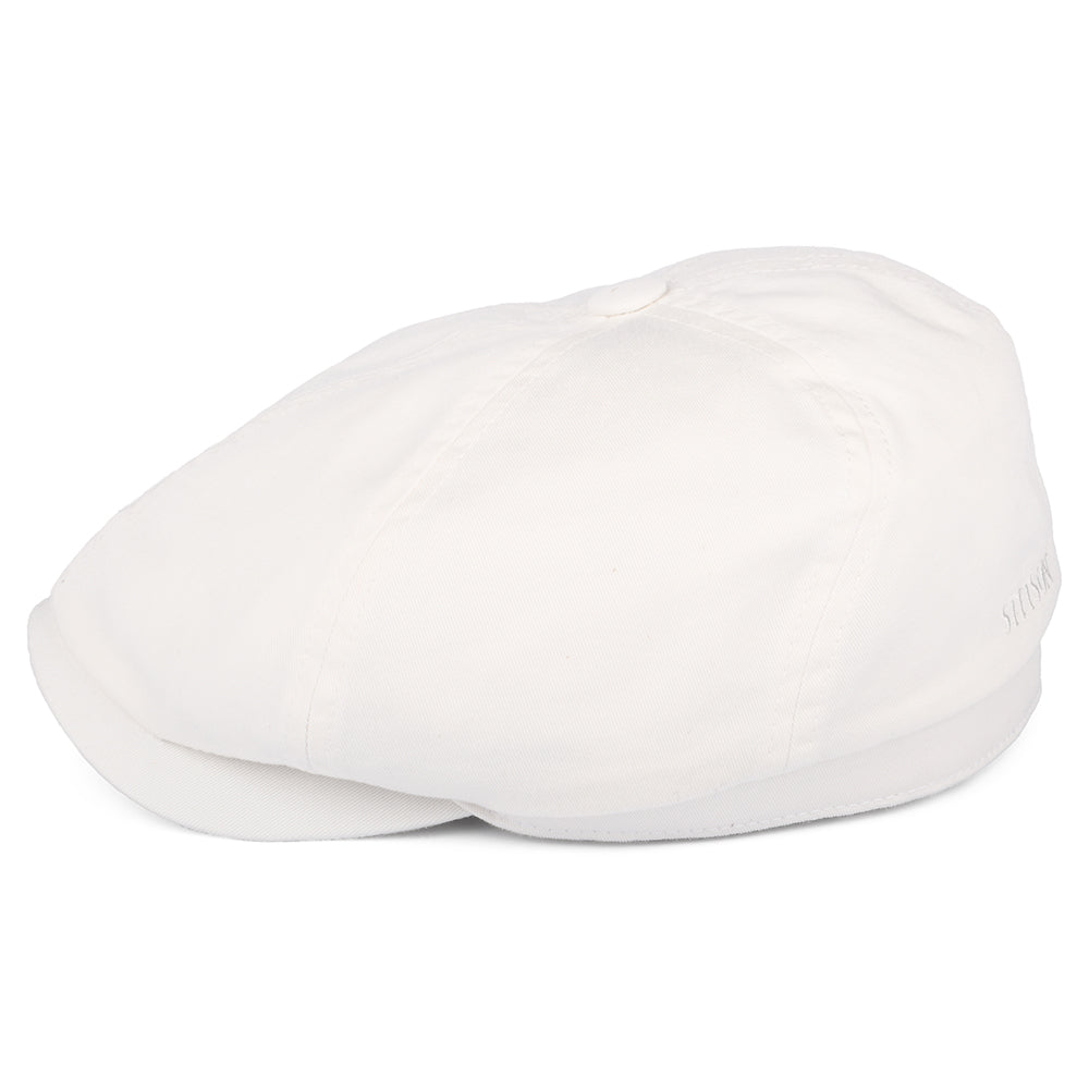 Gorra Newsboy de sarga de algodón de Stetson - Blanco