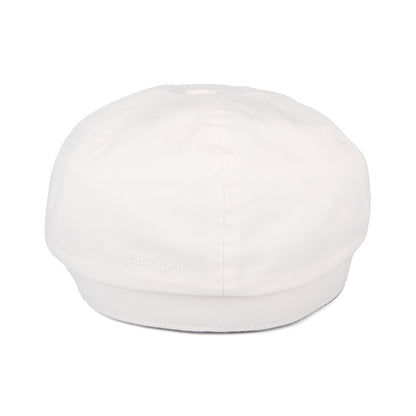 Gorra Newsboy de sarga de algodón de Stetson - Blanco