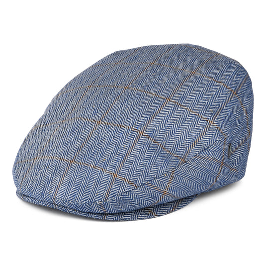 Gorra plana de seda pura espiga a cuadros de City Sport - Azul