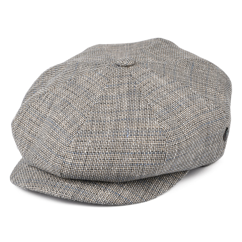 Gorra Newsboy de lino-algodón de City Sport - Gris-Azul