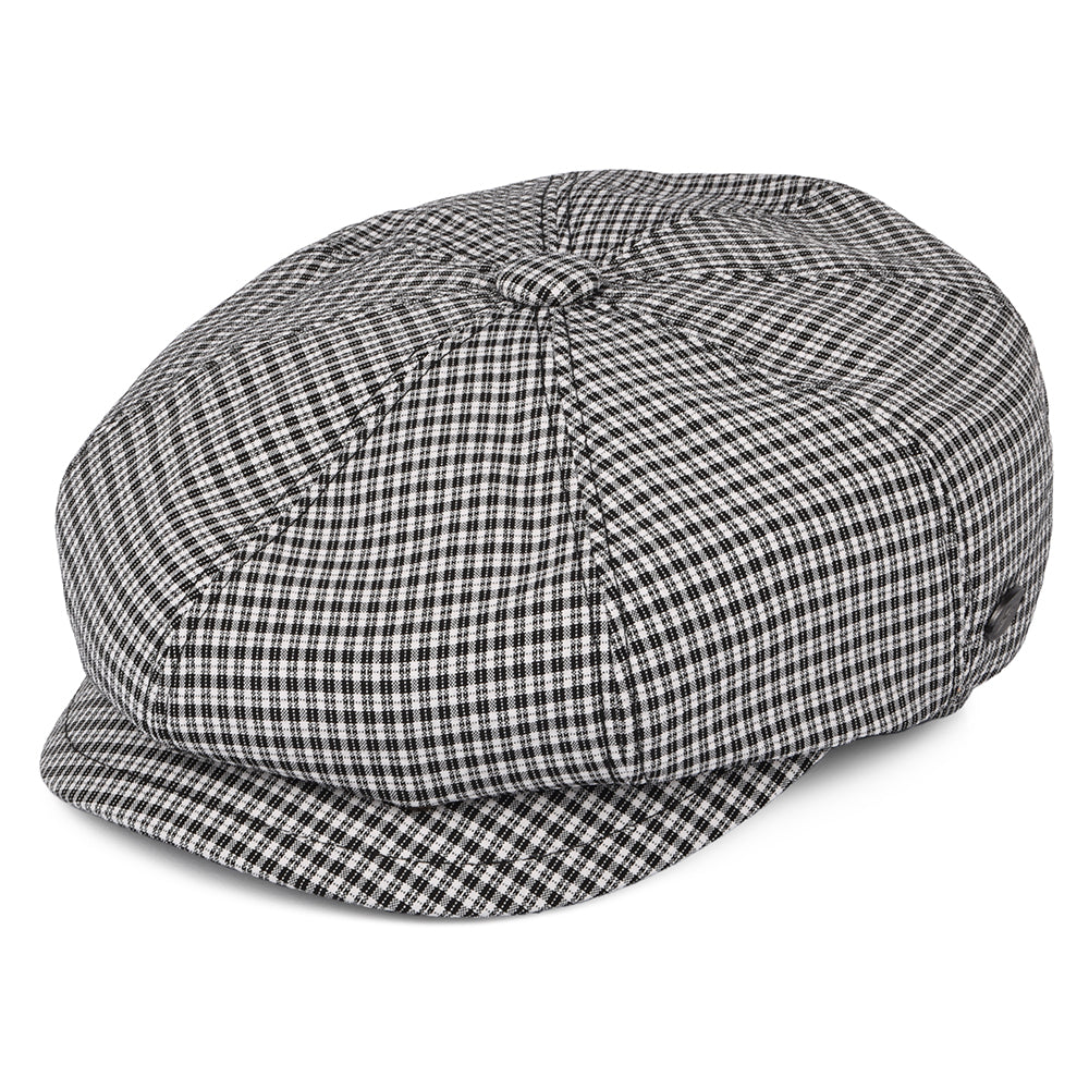 Gorra Newsboy Laz de Seersucker de Bailey - Negro-Blanco