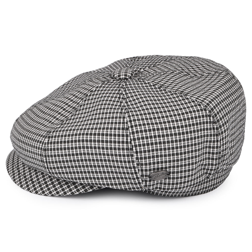Gorra Newsboy Laz de Seersucker de Bailey - Negro-Blanco