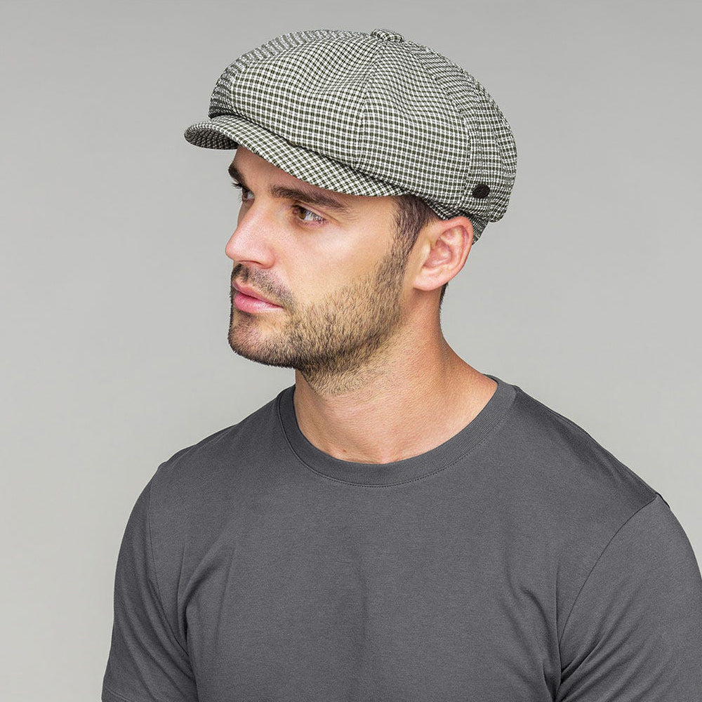 Gorra Newsboy Laz de Seersucker de Bailey - Negro-Blanco