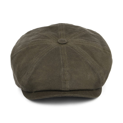 Gorra Newsboy Hatteras Vintage de algodón encerado con orejeras de Stetson - Verde Oliva