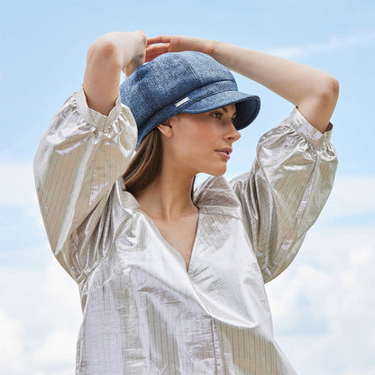 Gorra Baker Boy mujeres de faux straw de Seeberger - Azul Vaquero