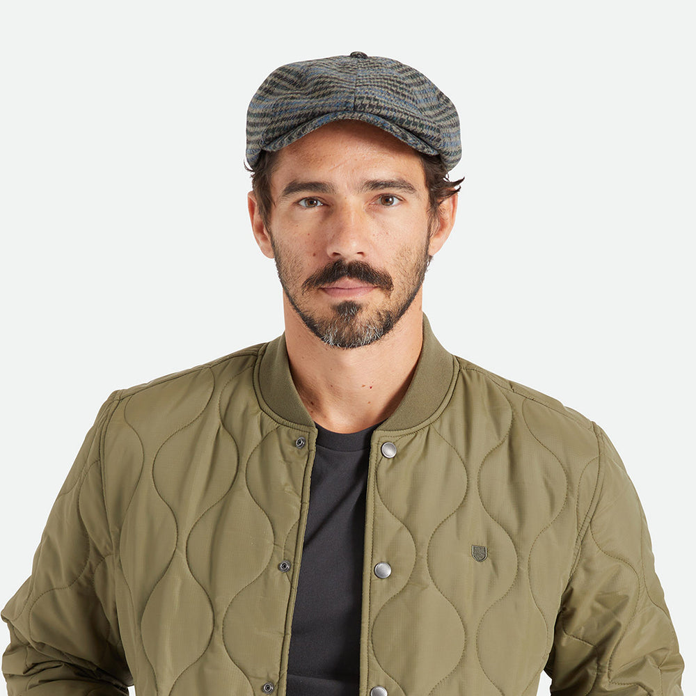 Gorra Newsboy Brood pata de gallo de Brixton - Piedra-Azul