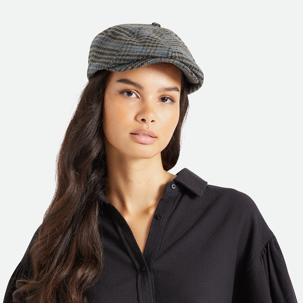 Gorra Newsboy Brood pata de gallo de Brixton - Piedra-Azul
