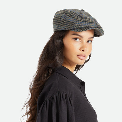 Gorra Newsboy Brood pata de gallo de Brixton - Piedra-Azul