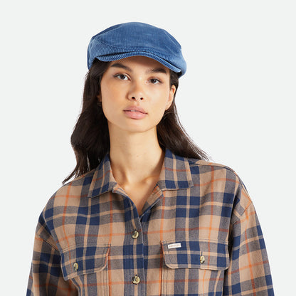 Gorra plana Hooligan de pana de Brixton - Azul
