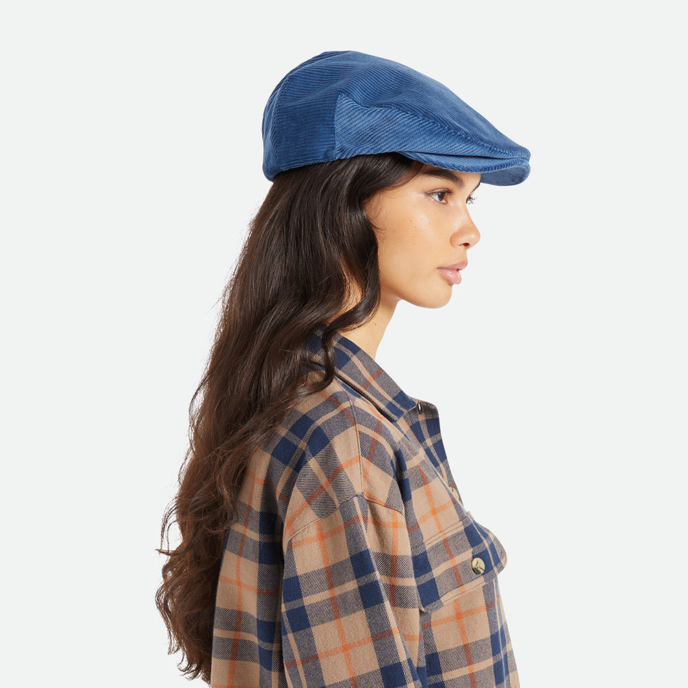Gorra plana Hooligan de pana de Brixton - Azul