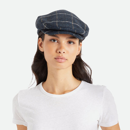 Gorra plana Hooligan holgada a cuadros de Brixton - Azul-Negro