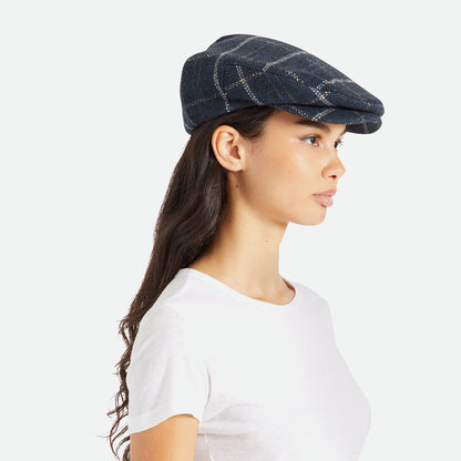 Gorra plana Hooligan holgada a cuadros de Brixton - Azul-Negro