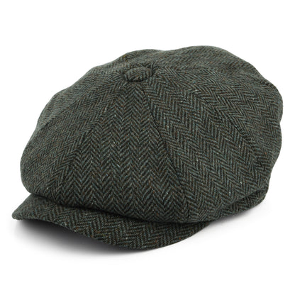 Gorra Newsboy Bridgetown de Tweed Donegal diseño de espiga de Jaxon & James - Bosque-Salvia