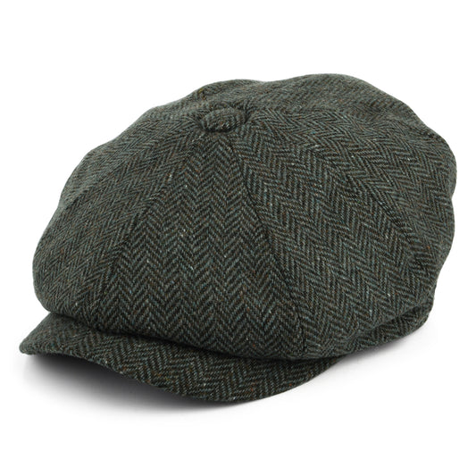 Gorra Newsboy Bridgetown de Tweed Donegal diseño de espiga de Jaxon & James - Bosque-Salvia