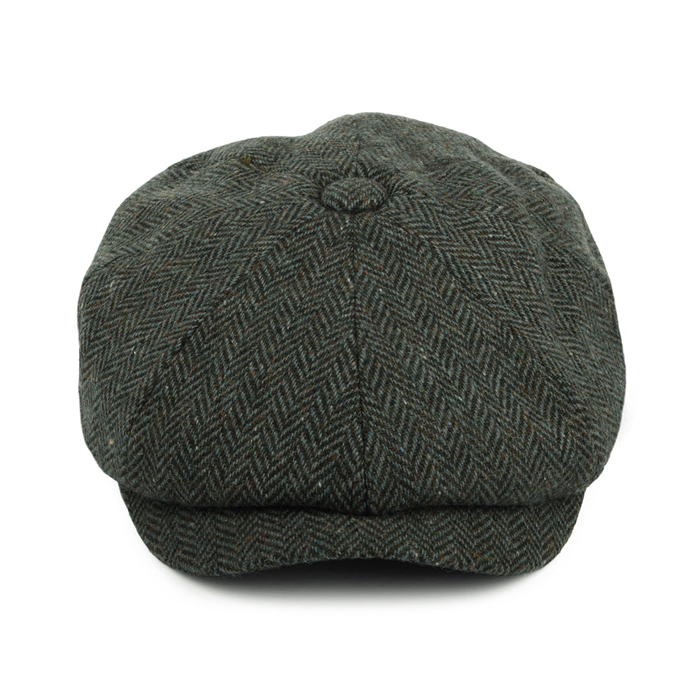 Gorra Newsboy Bridgetown de Tweed Donegal diseño de espiga de Jaxon & James - Bosque-Salvia
