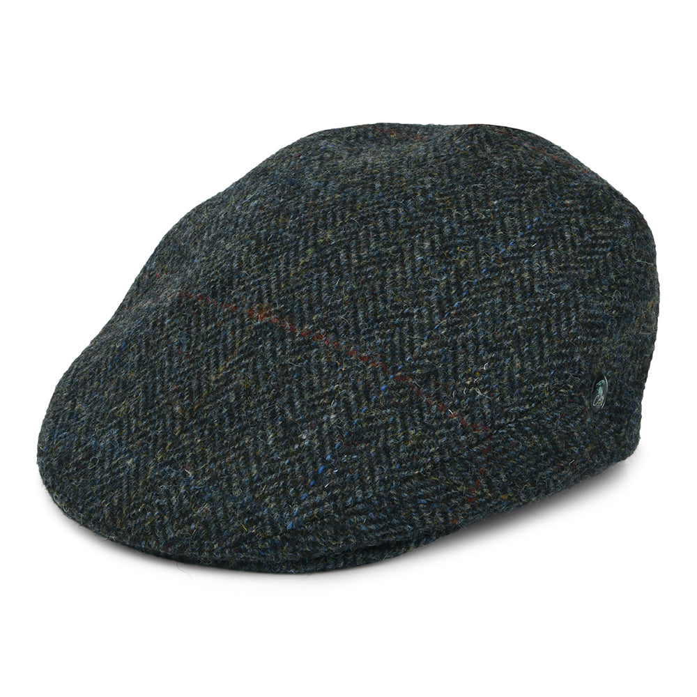 Gorra plana de HARRIS TWEED espiga a cuadros de City Sport - Gris-Azul