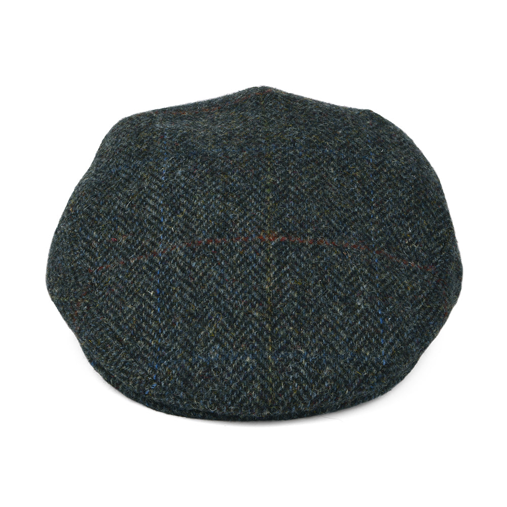 Gorra plana de HARRIS TWEED espiga a cuadros de City Sport - Gris-Azul