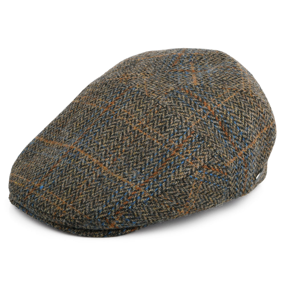 Gorra plana Lou de mezcla de lana a cuadros de Bailey - Roble-Multi