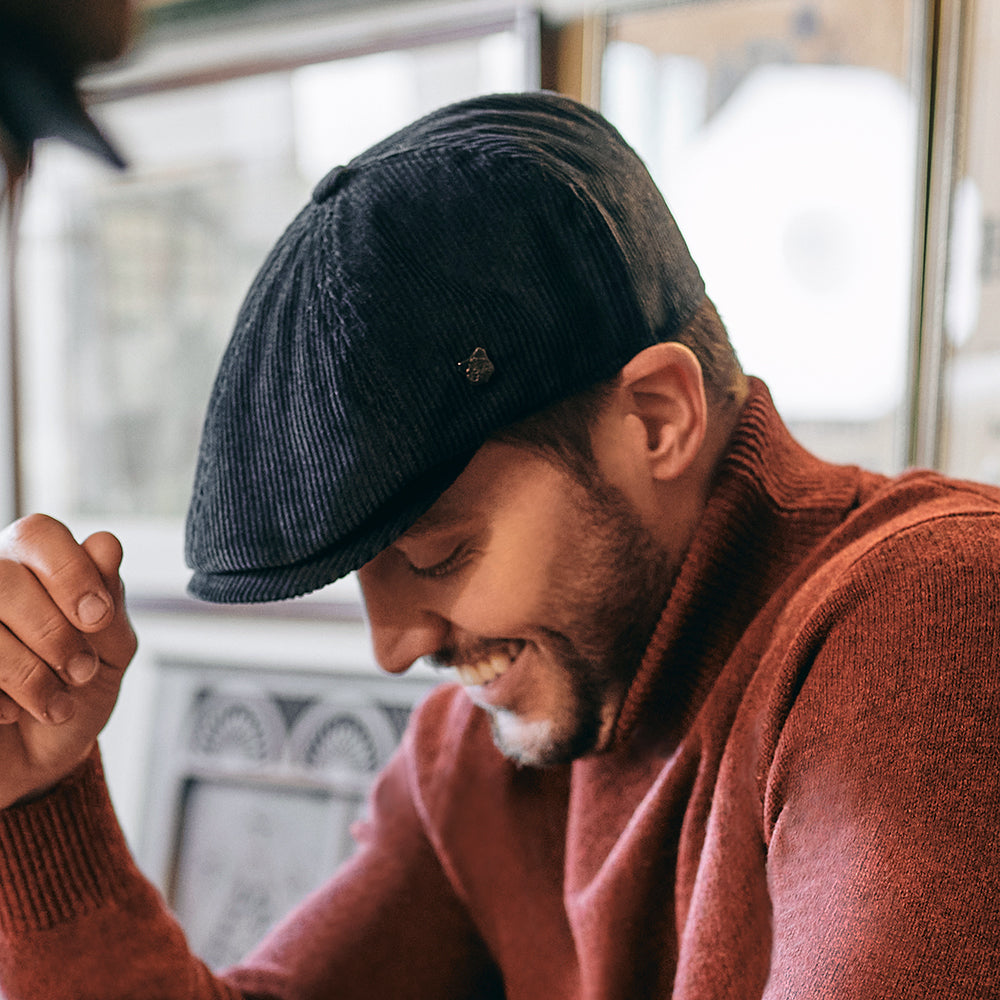 Gorra Newsboy Hudson de pana de pana de Failsworth - Pizarra