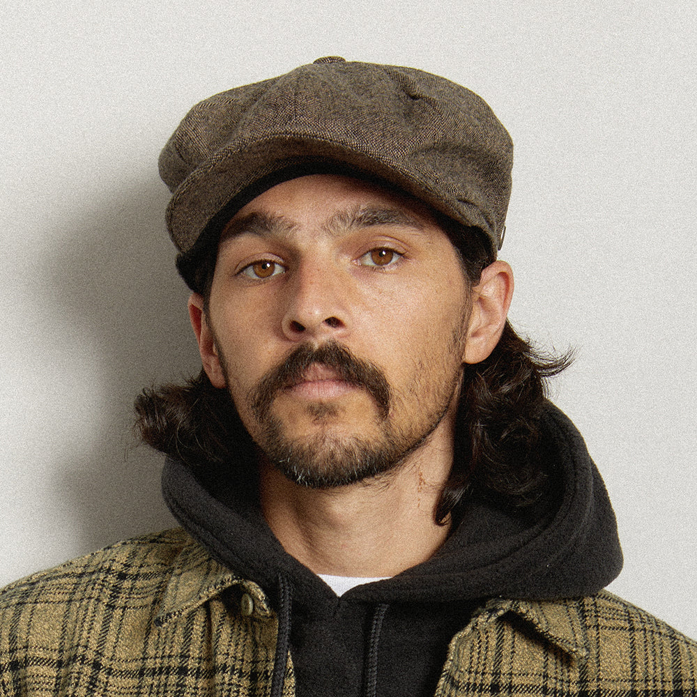 Gorra Newsboy Brood holgada de mezcla de lana de Brixton - Tofe Oscuro