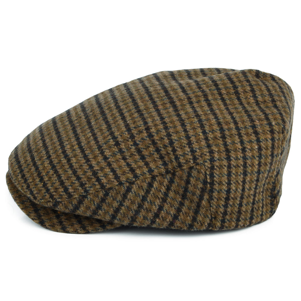 Gorra plana Hooligan pata de gallo de Brixton - Verde Oliva Claro-Marrón