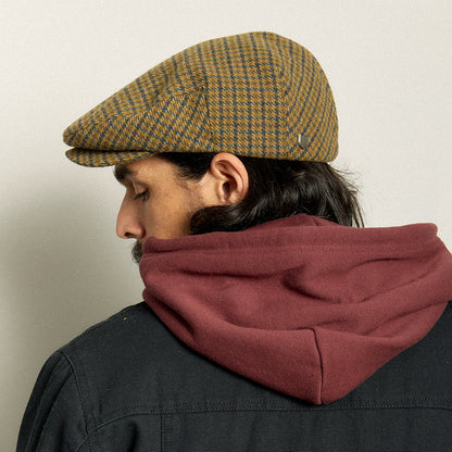 Gorra plana Hooligan pata de gallo de Brixton - Verde Oliva Claro-Marrón