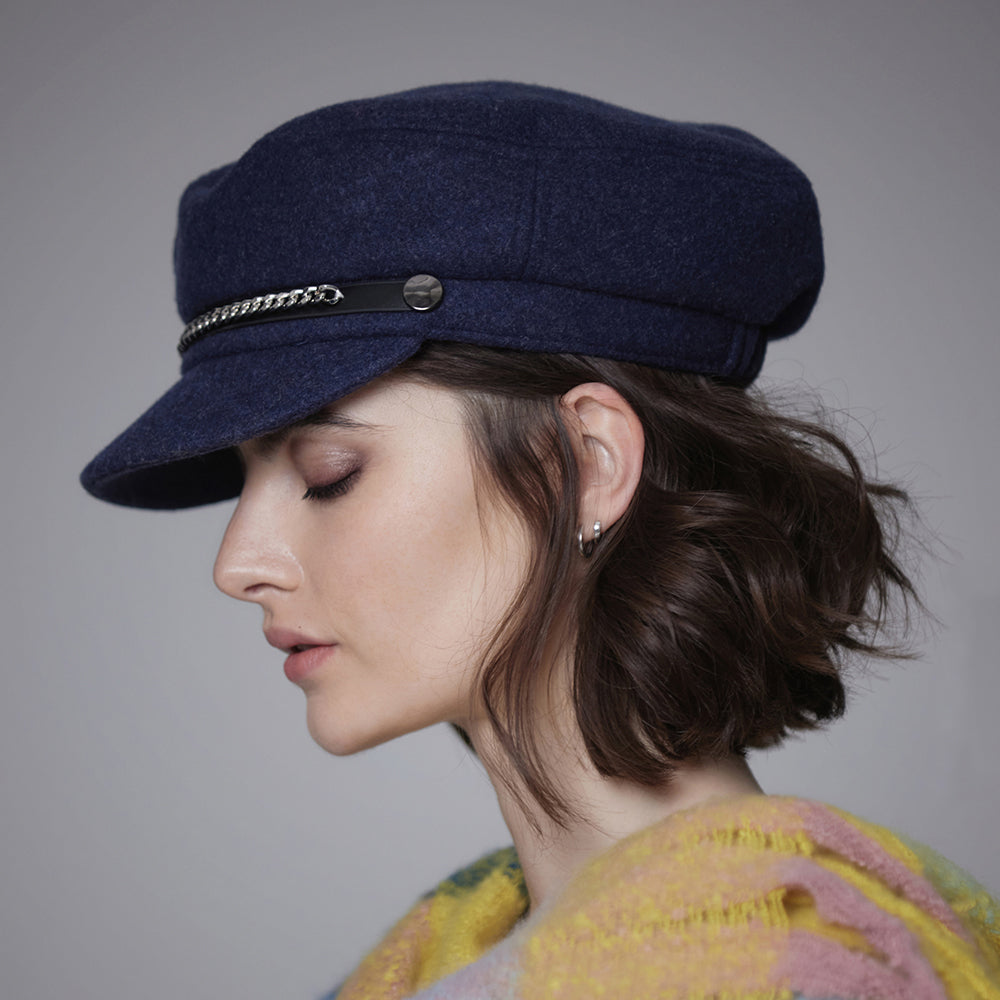 Gorra Baker Boy de fieltro de Seeberger - Azul Marino