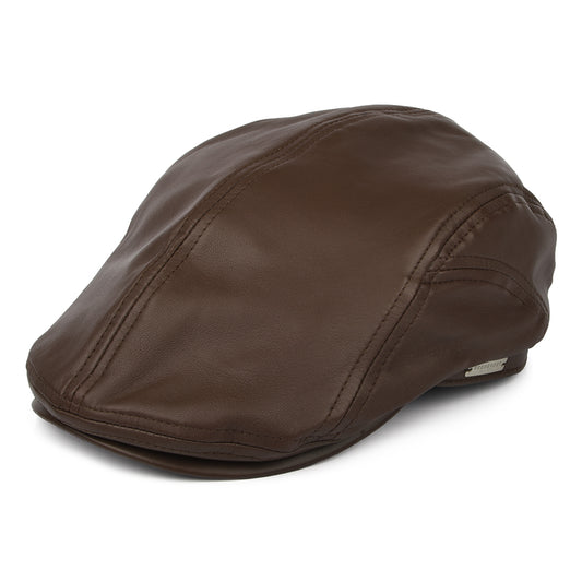 Gorra plana de piel de Seeberger - Marrón