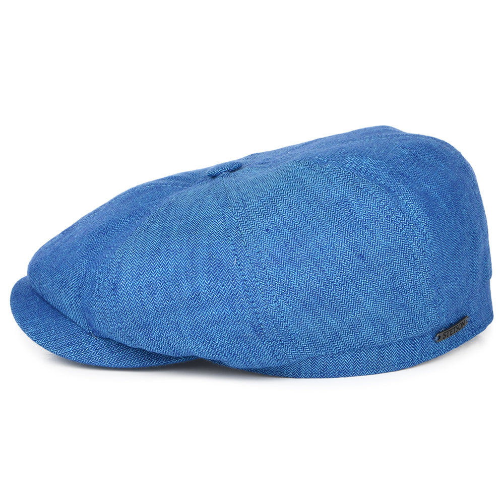 Gorra Newsboy Hatteras de lino diseño de espiga de Stetson - Azul