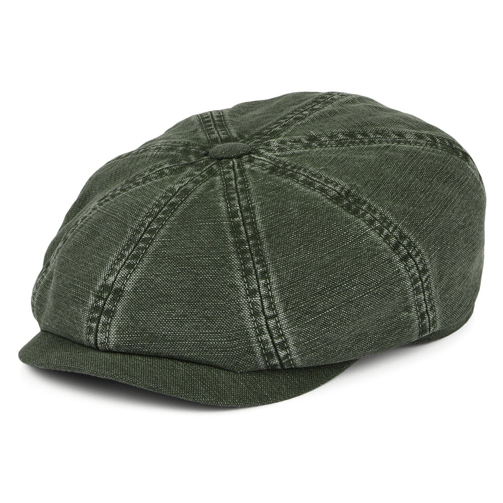 Gorra Newsboy Hatteras de algodón y lino de Stetson - Verde Oliva