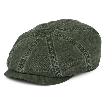 Gorra Newsboy Hatteras de algodón y lino de Stetson - Verde Oliva