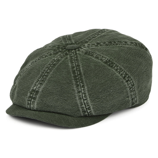 Gorra Newsboy Hatteras de algodón y lino de Stetson - Verde Oliva