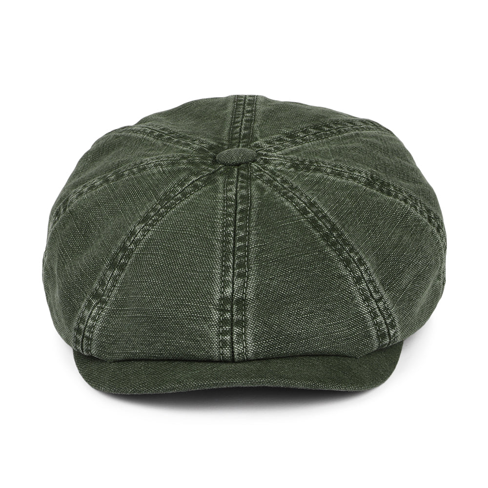 Gorra Newsboy Hatteras de algodón y lino de Stetson - Verde Oliva