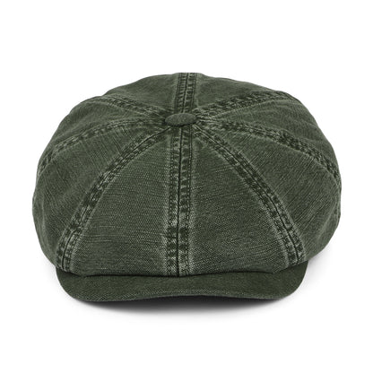 Gorra Newsboy Hatteras de algodón y lino de Stetson - Verde Oliva