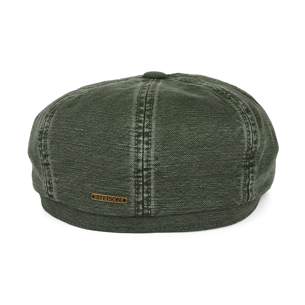 Gorra Newsboy Hatteras de algodón y lino de Stetson - Verde Oliva