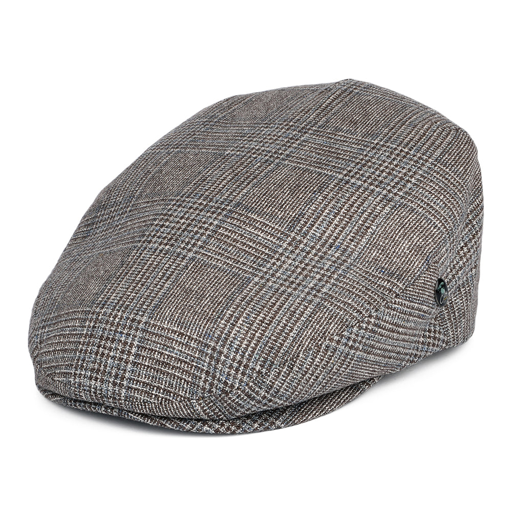 Gorra plana de seda-lana Príncipe de Gales de City Sport - Marrón-Azul