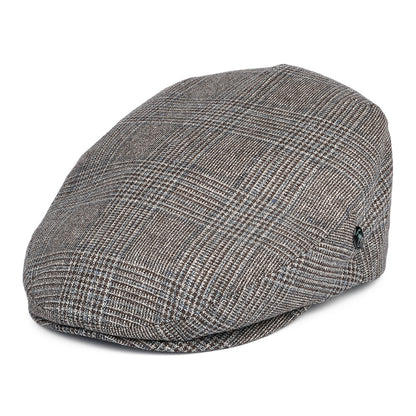Gorra plana de seda-lana Príncipe de Gales de City Sport - Marrón-Azul