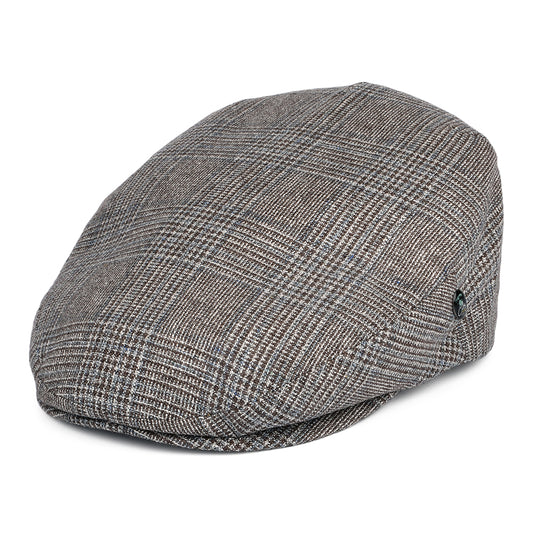 Gorra plana de seda-lana Príncipe de Gales de City Sport - Marrón-Azul