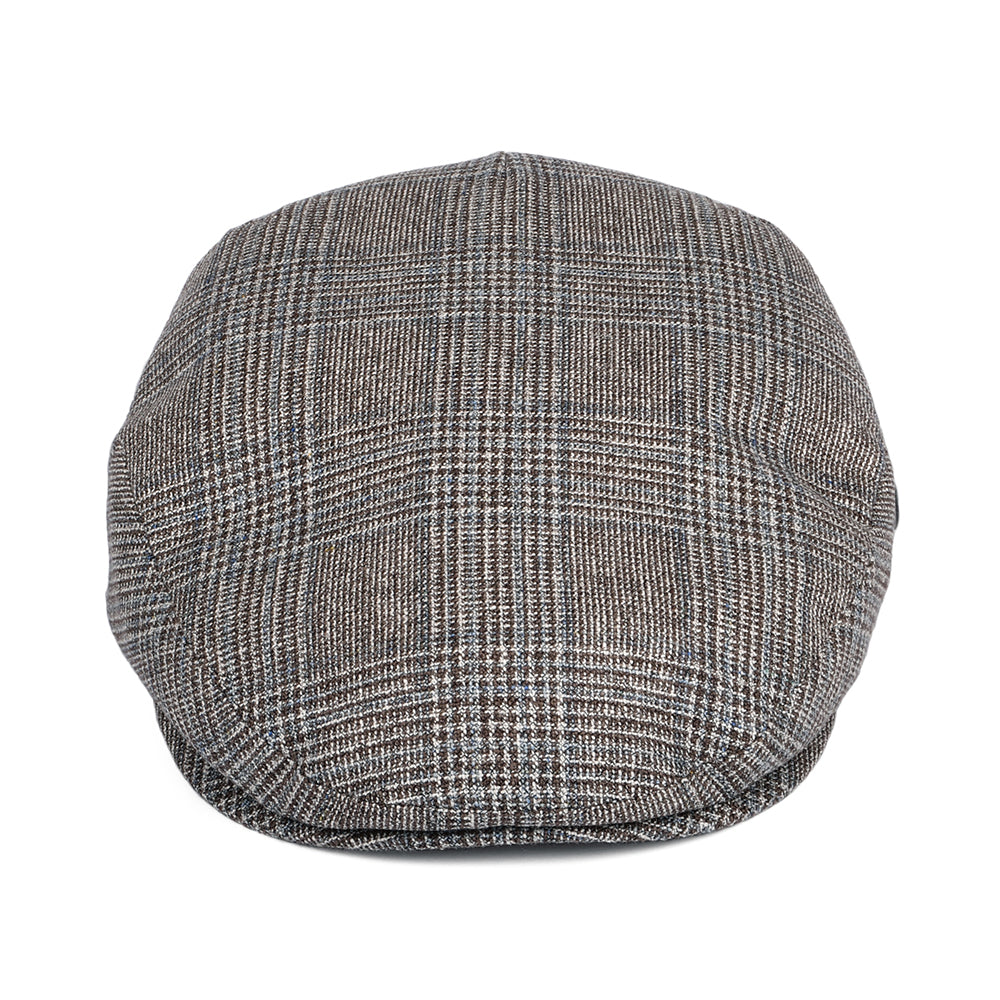 Gorra plana de seda-lana Príncipe de Gales de City Sport - Marrón-Azul