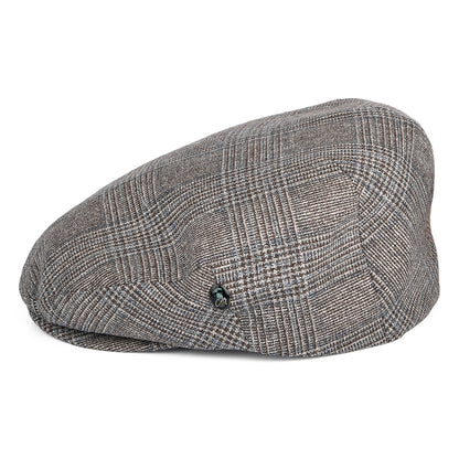 Gorra plana de seda-lana Príncipe de Gales de City Sport - Marrón-Azul