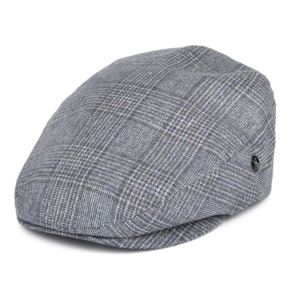 Gorra plana de seda-lana Príncipe de Gales de City Sport - Azul-Marrón