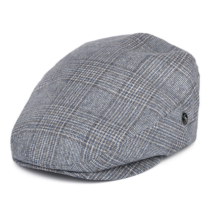Gorra plana de seda-lana Príncipe de Gales de City Sport - Azul-Marrón